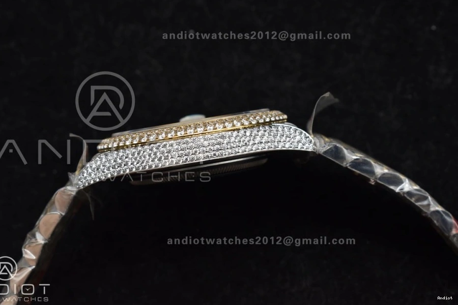 Yellow 2 Diamond DateJust TWD 41mm Gold Best Tone Version Dial Roman 0122